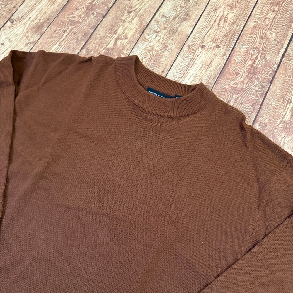 Jordan Craig Collection Sweater Mens Extra Large Brown Ribbed Trim Acrylic